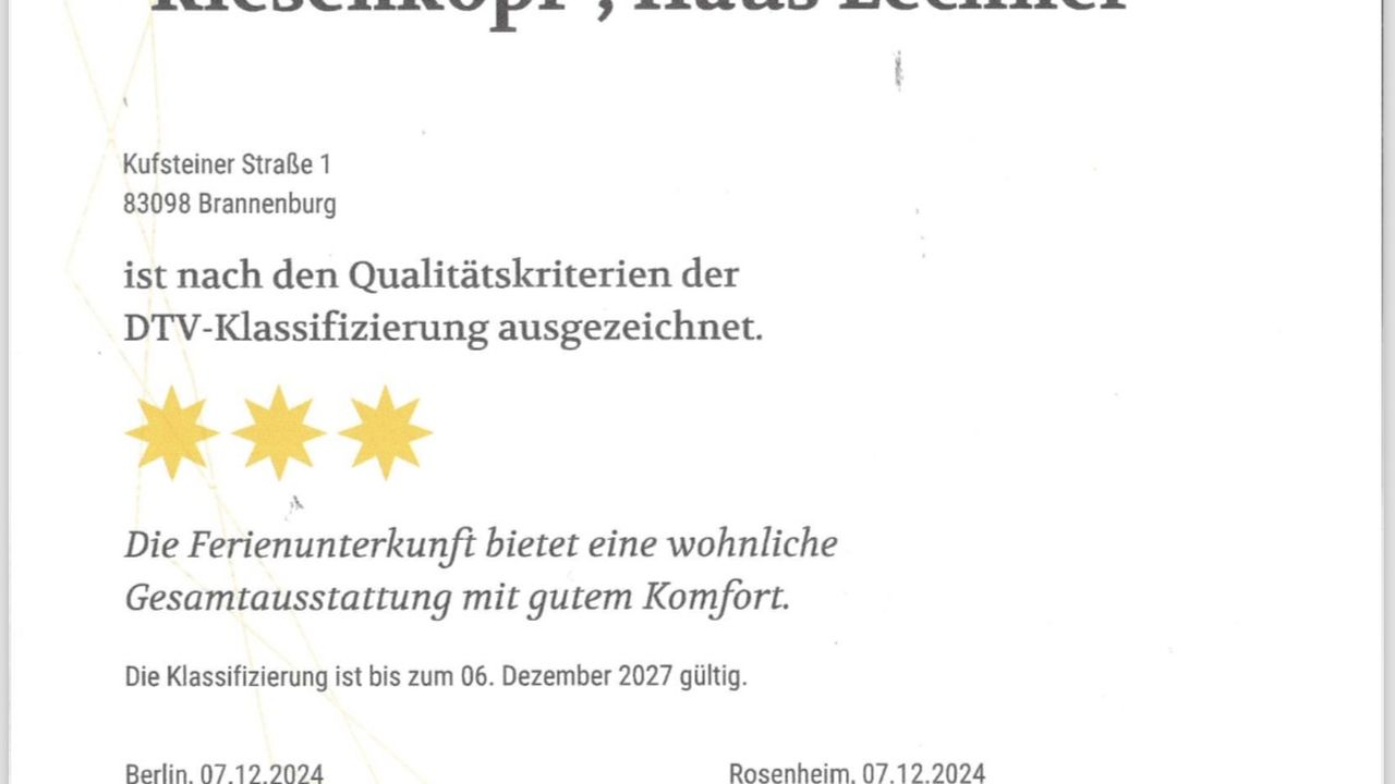 Klassifizierung Fewo Riesenkopf Klassifizierung Fewo Riesenkopf